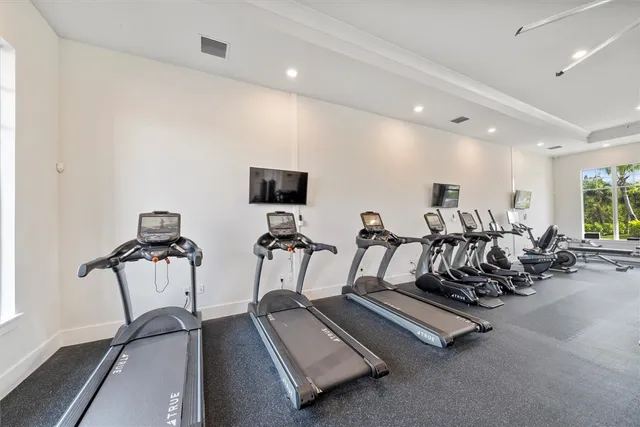 a view of a room with gym equipment