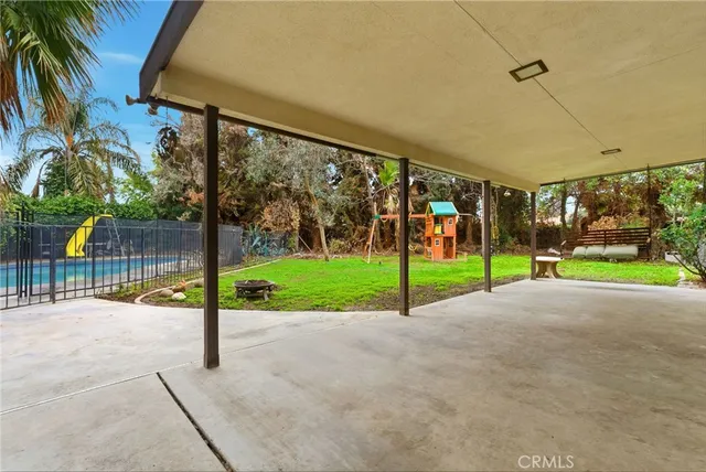 a view of a park with slide