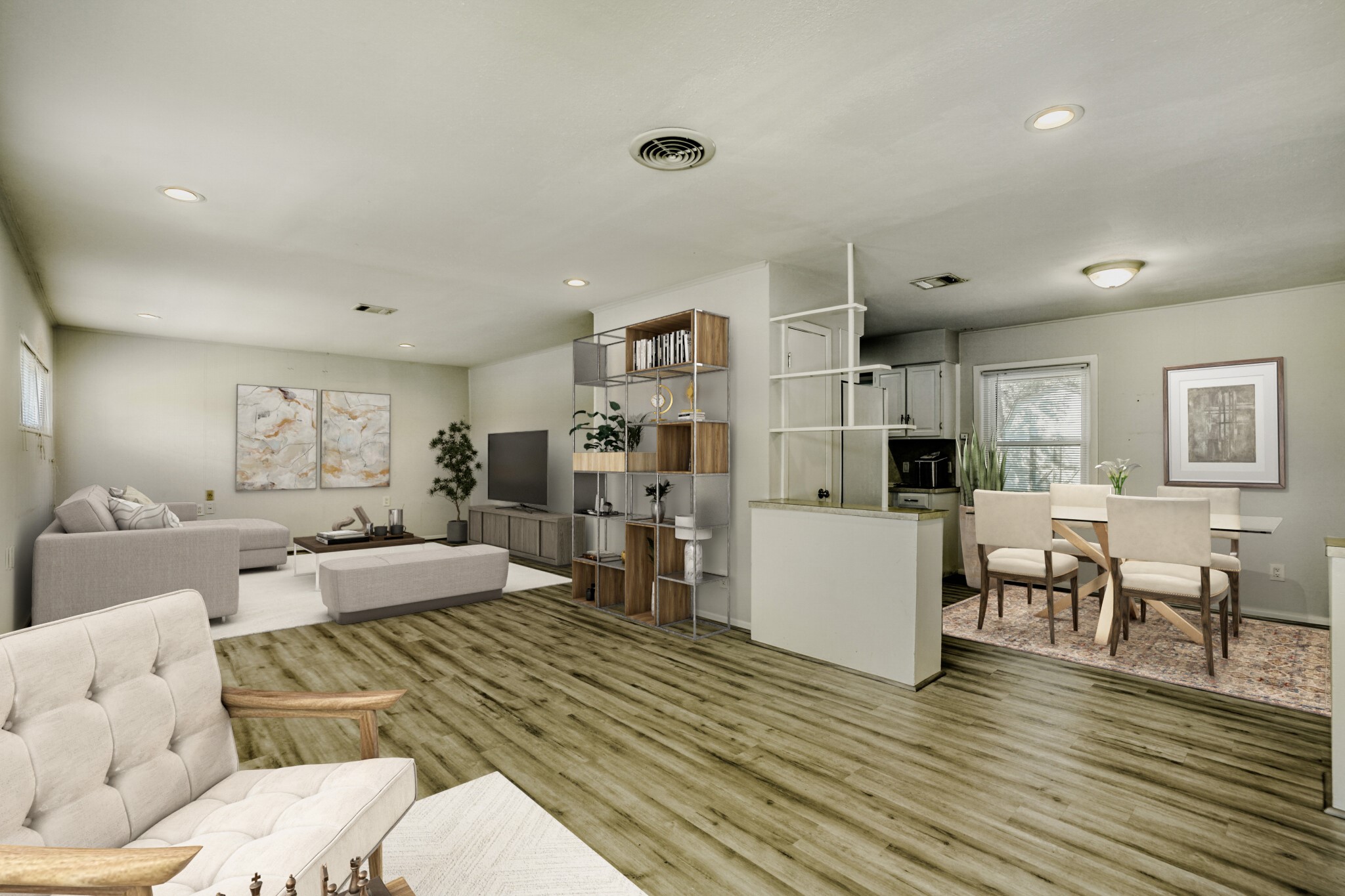 5014 Viking Drive Houston, TX 77092 - Photo 4 of 30 a living room with furniture and a wooden floor