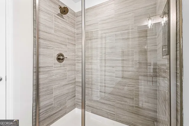 a view of a room with racks on the wall