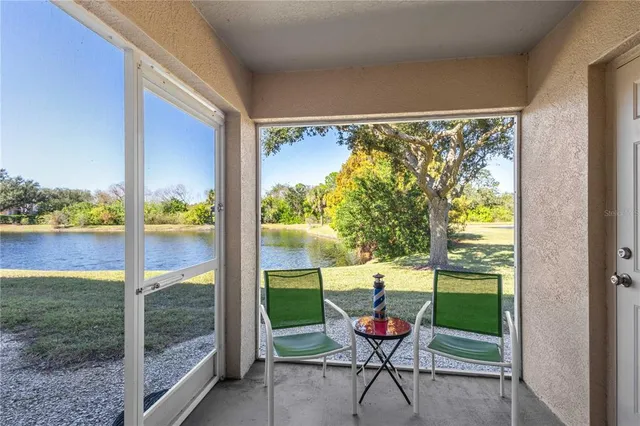 a view of an outdoor room with a porch