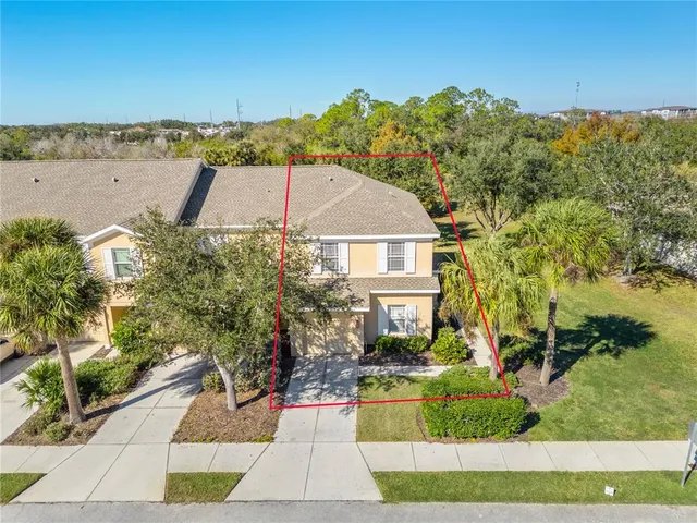 an aerial view of a house