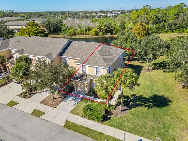 an aerial view of a house