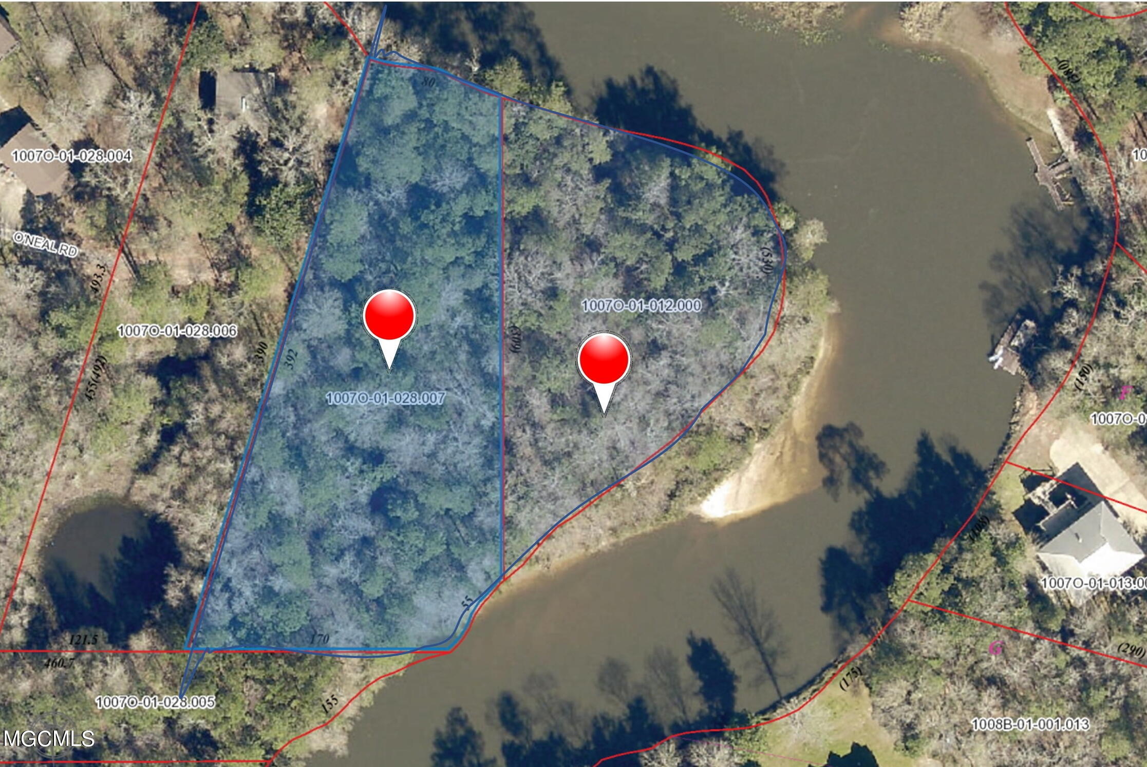 588 Oneal Road Gulfport, MS 39503 - Photo 1 of 10 588 O'Neal Lots Aerial with parcels high