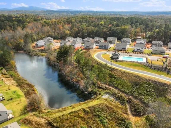a view of a lake with houses