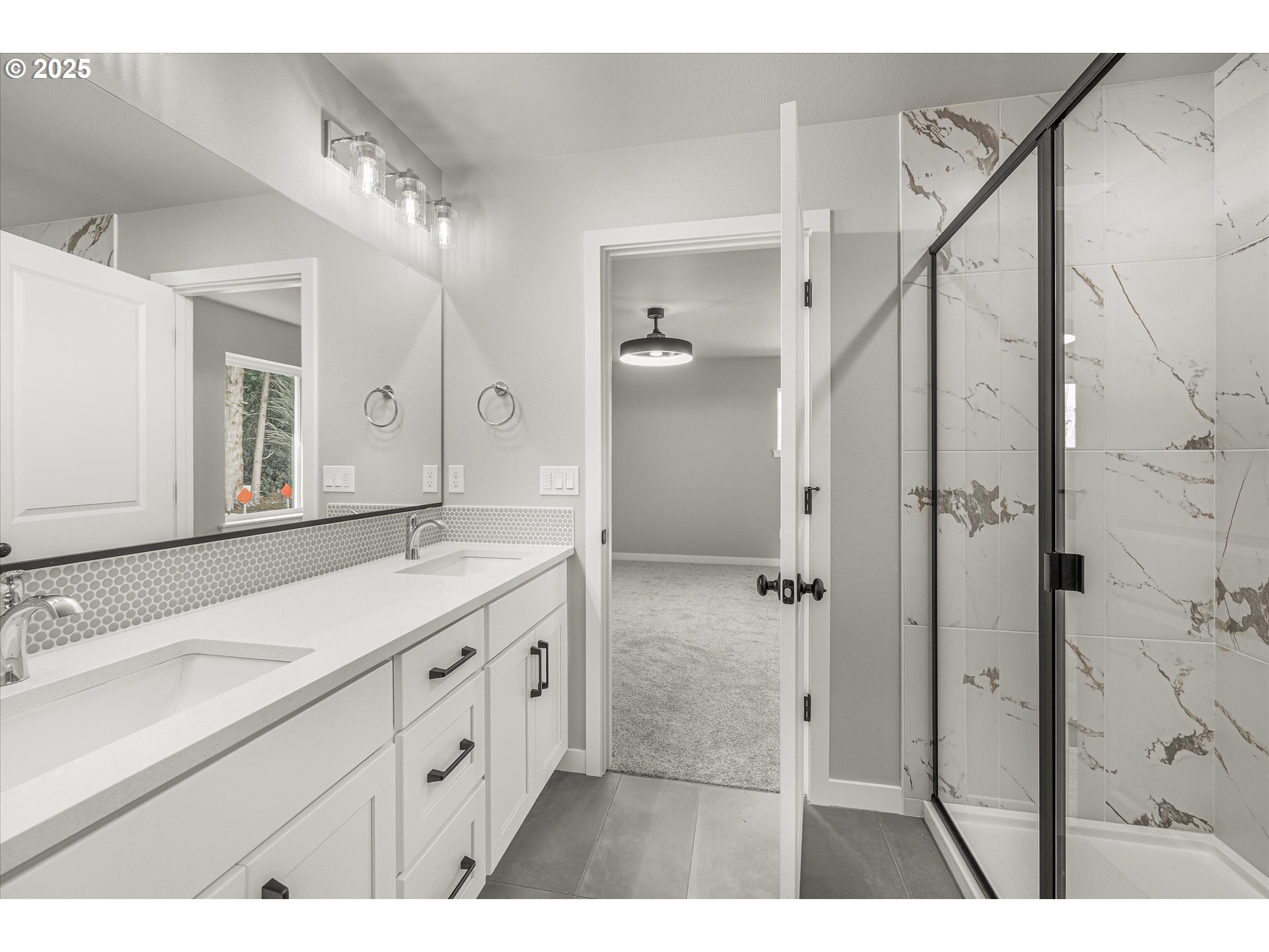 296 Southwest Mawrcrest Avenue Gresham, OR 97030 - Photo 24 of 35 a bathroom with a granite countertop sink mirror and double