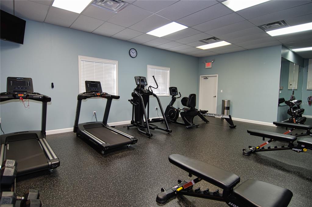 1793 Hampton Lane, Unit 110 Palm Harbor, FL 34683 - Photo 21 of 35 a room with gym equipment and a flat screen tv