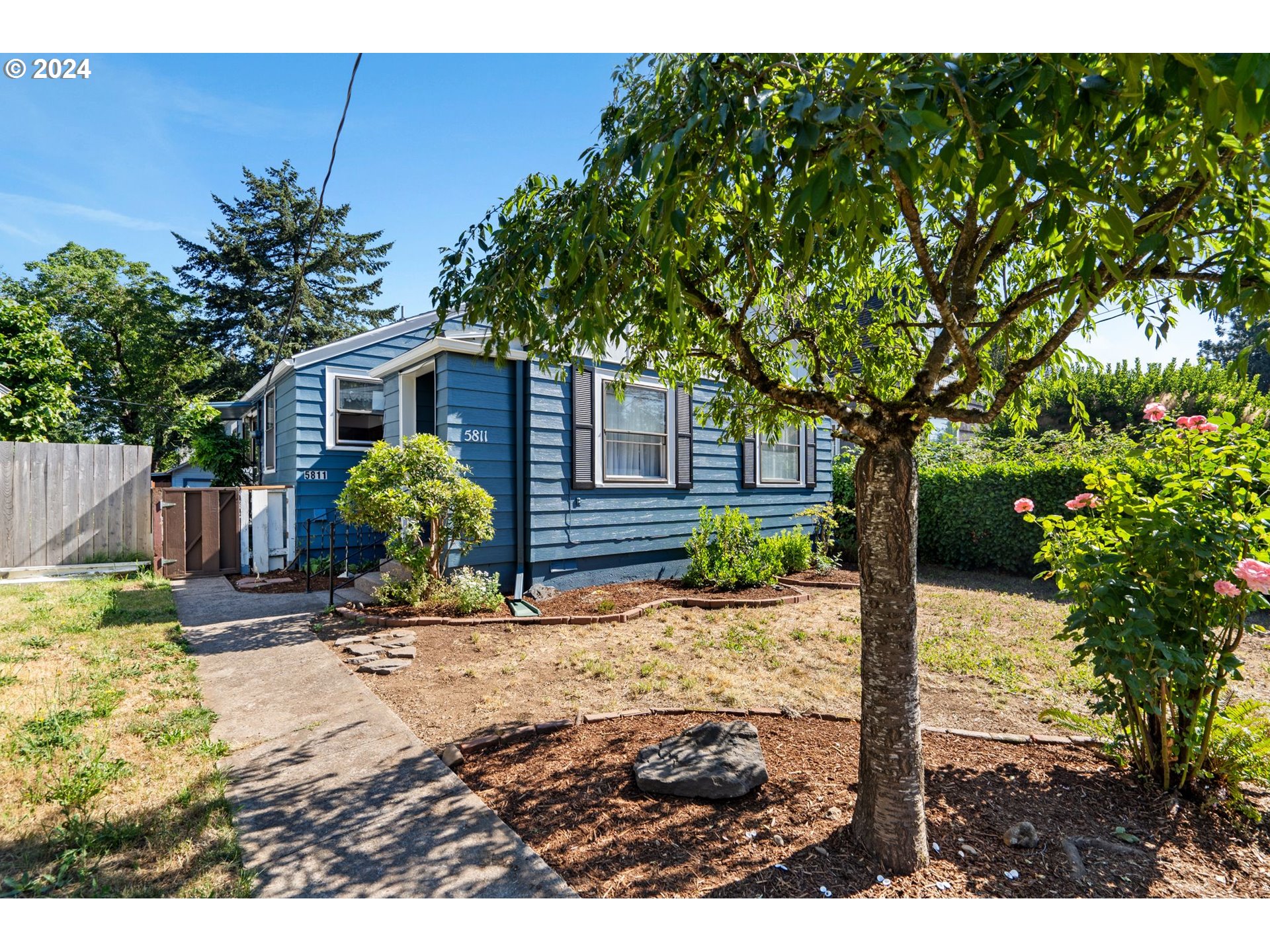 a view of a backyard of the house