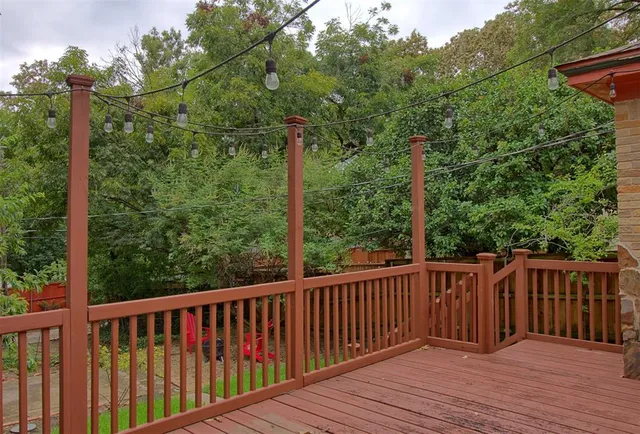 a view of a wooden roof deck