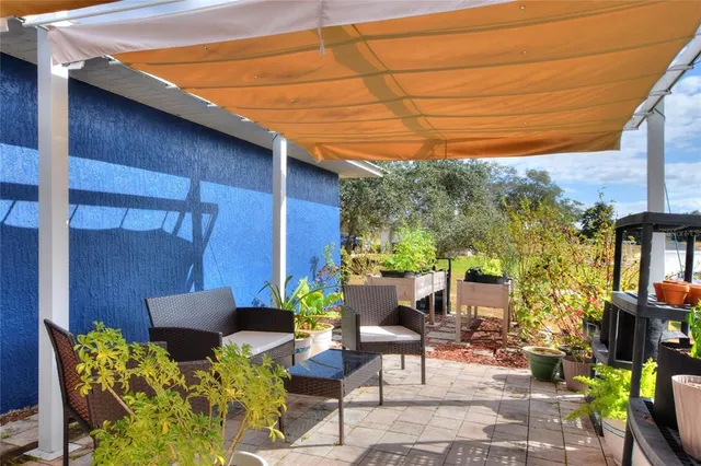 a view of a flower in a garden