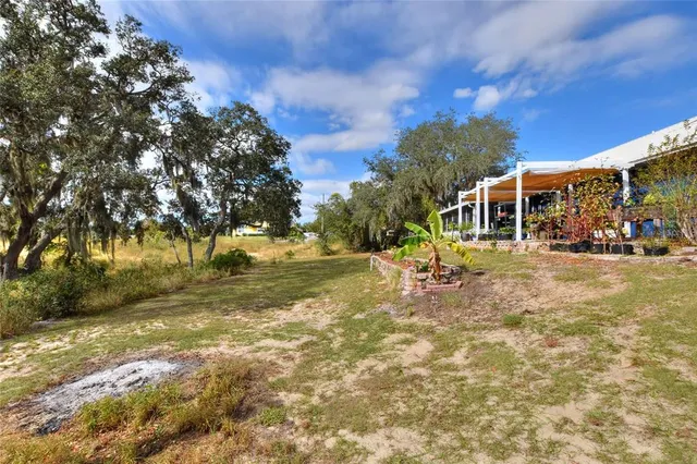 a view of yard from balcony