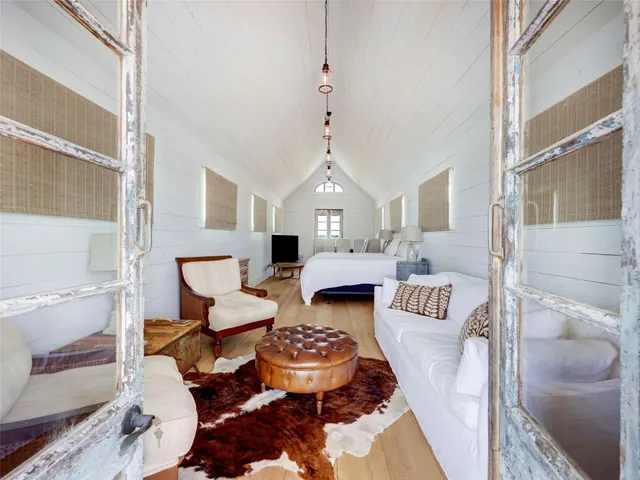 a view of a lake with a house