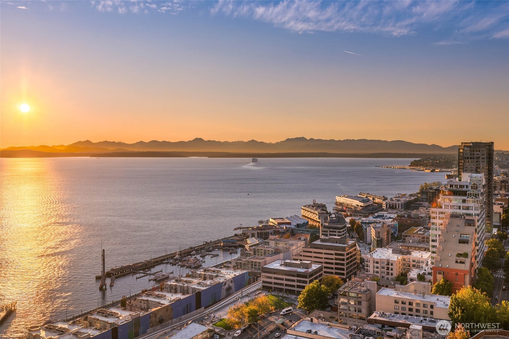a view of city and ocean