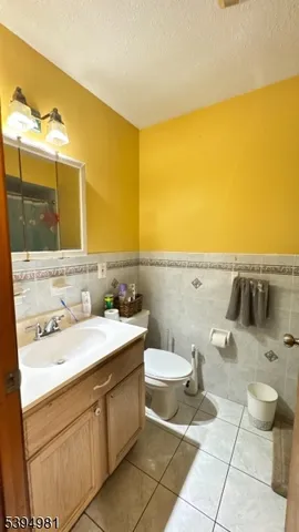 a bathroom with a sink mirror and toilet