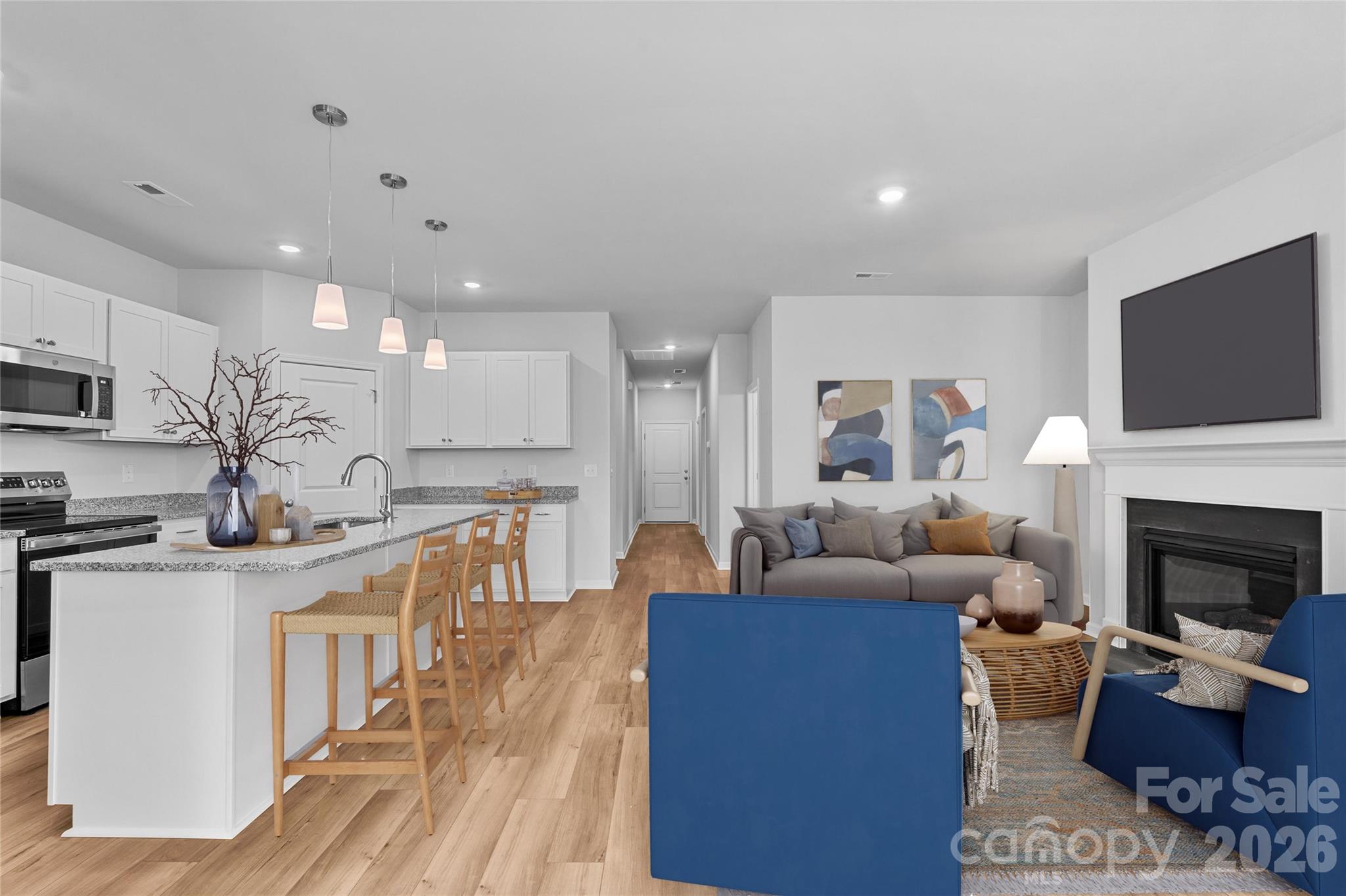 207 Rodeo Drive, Unit 4 Shelby, NC 28150 - Photo 4 of 8 a living room with fireplace furniture and a flat screen tv