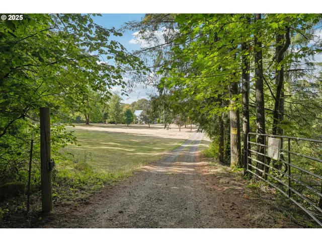 a backyard of a house with lots of green space