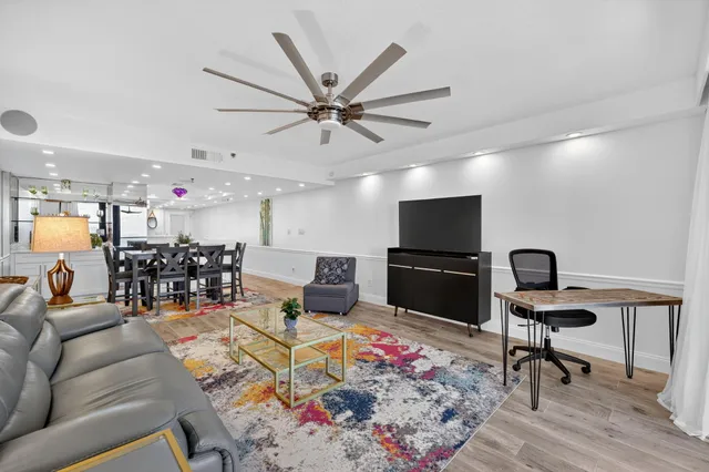 a view of kitchen with furniture and a window