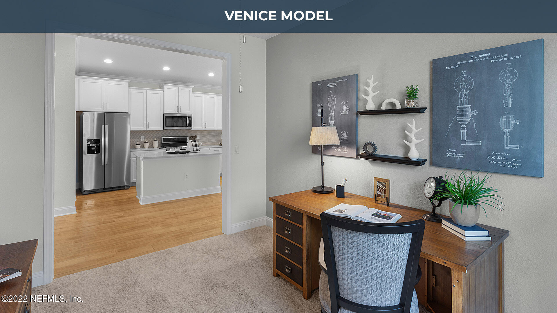 199 Thistleton Way St. Augustine, FL 32092 - Photo 9 of 42 a kitchen with stainless steel appliances kitchen island granite countertop a sink a stove and a refrigerator