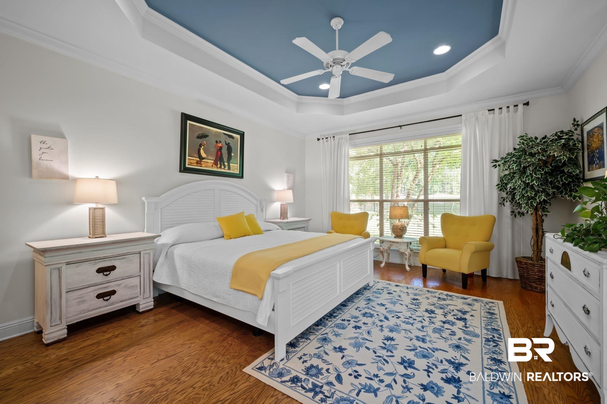 30151 Dolive Ridge Daphne, AL 36527 - Photo 13 of 37 Bedroom featuring crown molding, a raised ceiling, ceiling fan, recessed lighting, and dark wood finished floors