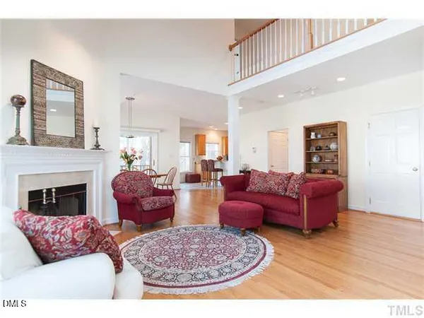 a living room with furniture or couch and a fireplace