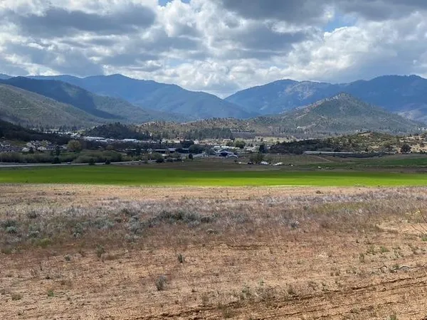 a view of a mountain with a garden