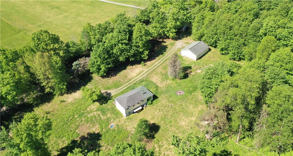 The home and garage is nicely tucked behind tall trees. Another view of the large yard space--plenty of room for gardening or a home orchard.