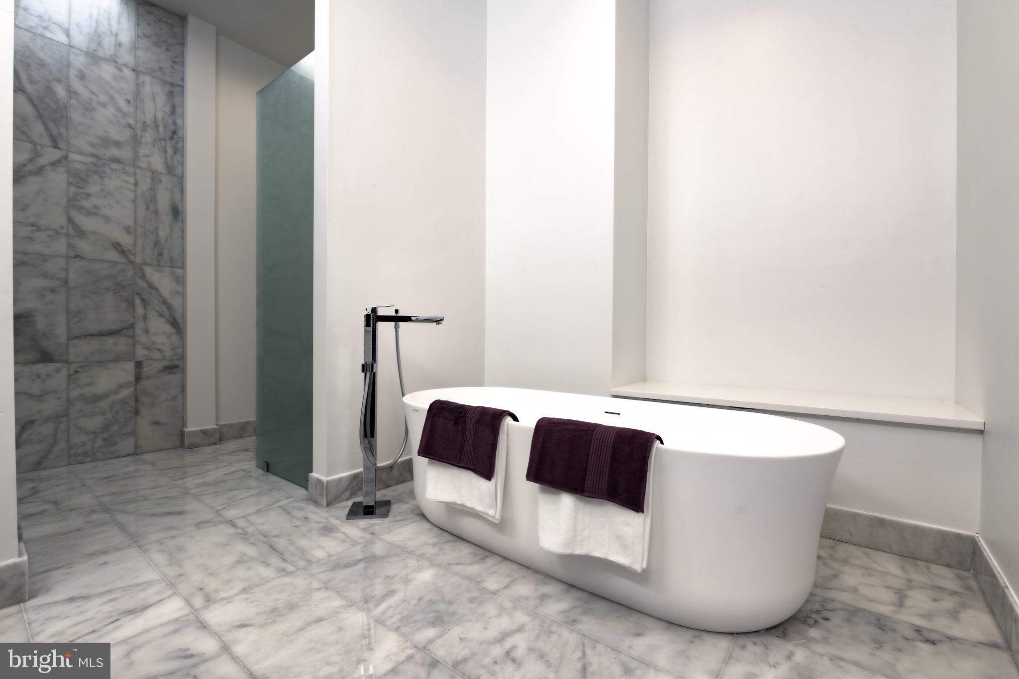 6210 Wedgewood Road Bethesda, MD 20817 - Photo 30 of 60 Main level luxurious marble, frameless master bath