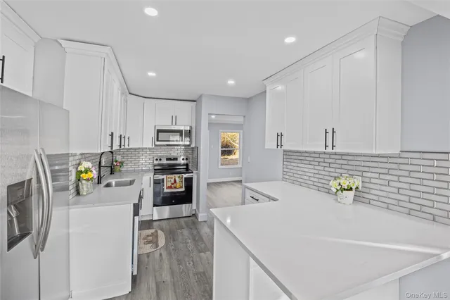 a kitchen with stainless steel appliances granite countertop a stove and a sink