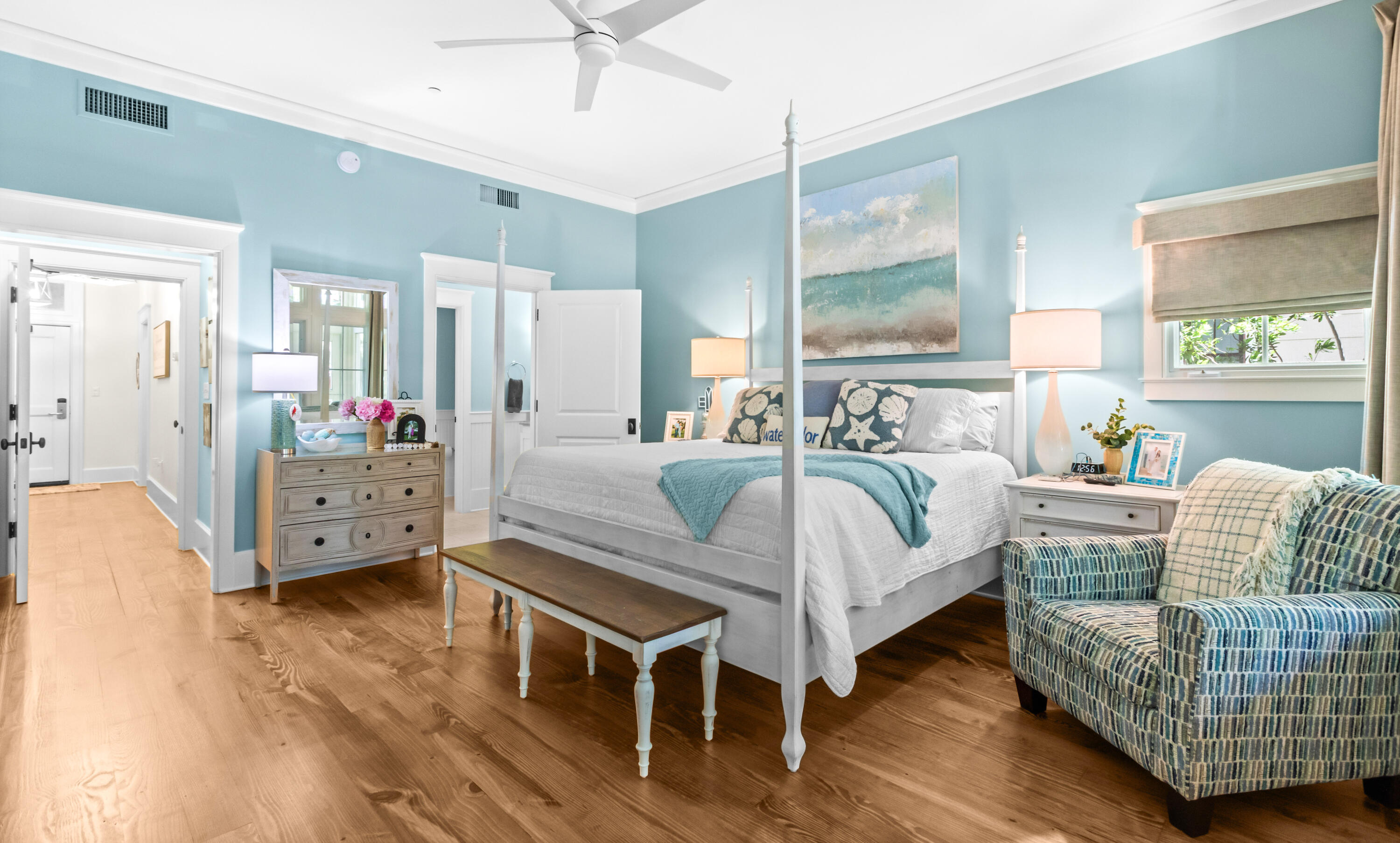 1660 East County Highway 30A, Unit 101 Santa Rosa Beach, FL 32459 - Photo 14 of 67 a bedroom with furniture and wooden floors