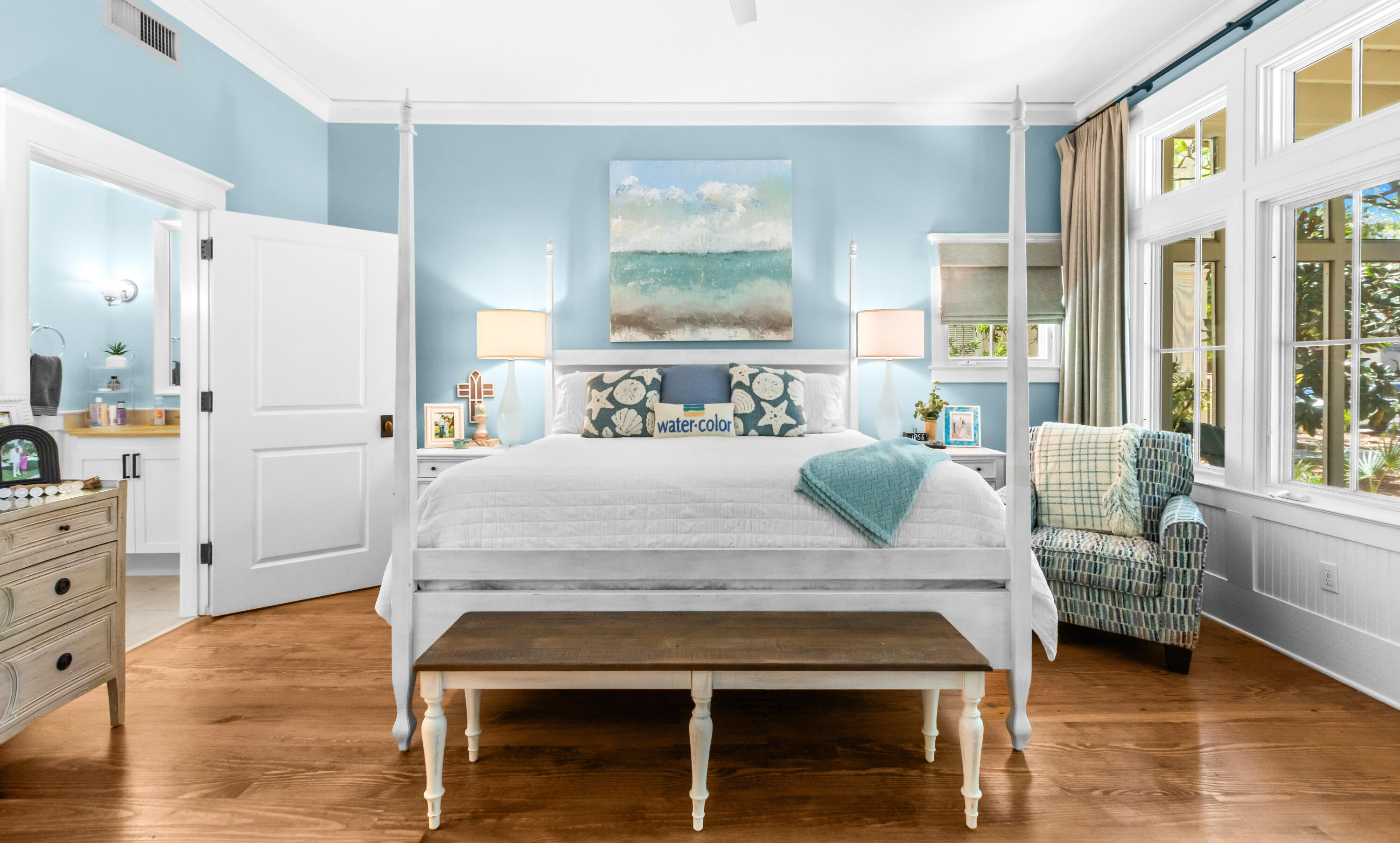 1660 East County Highway 30A, Unit 101 Santa Rosa Beach, FL 32459 - Photo 16 of 67 a bedroom with furniture and wooden floor