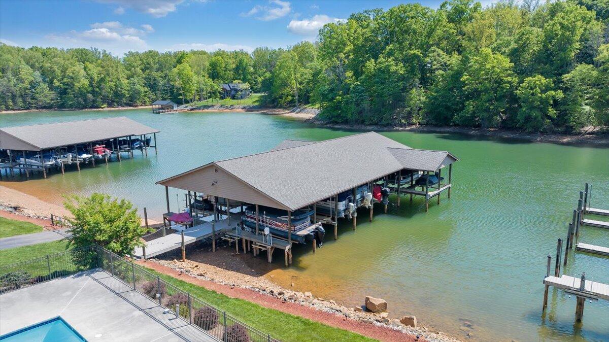 620 Monte Vista Road, Unit 602 Union Hall, VA 24176 - Photo 27 of 48 an aerial view of a house with swimming pool and lake view