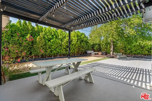 a view of a yard with a slide