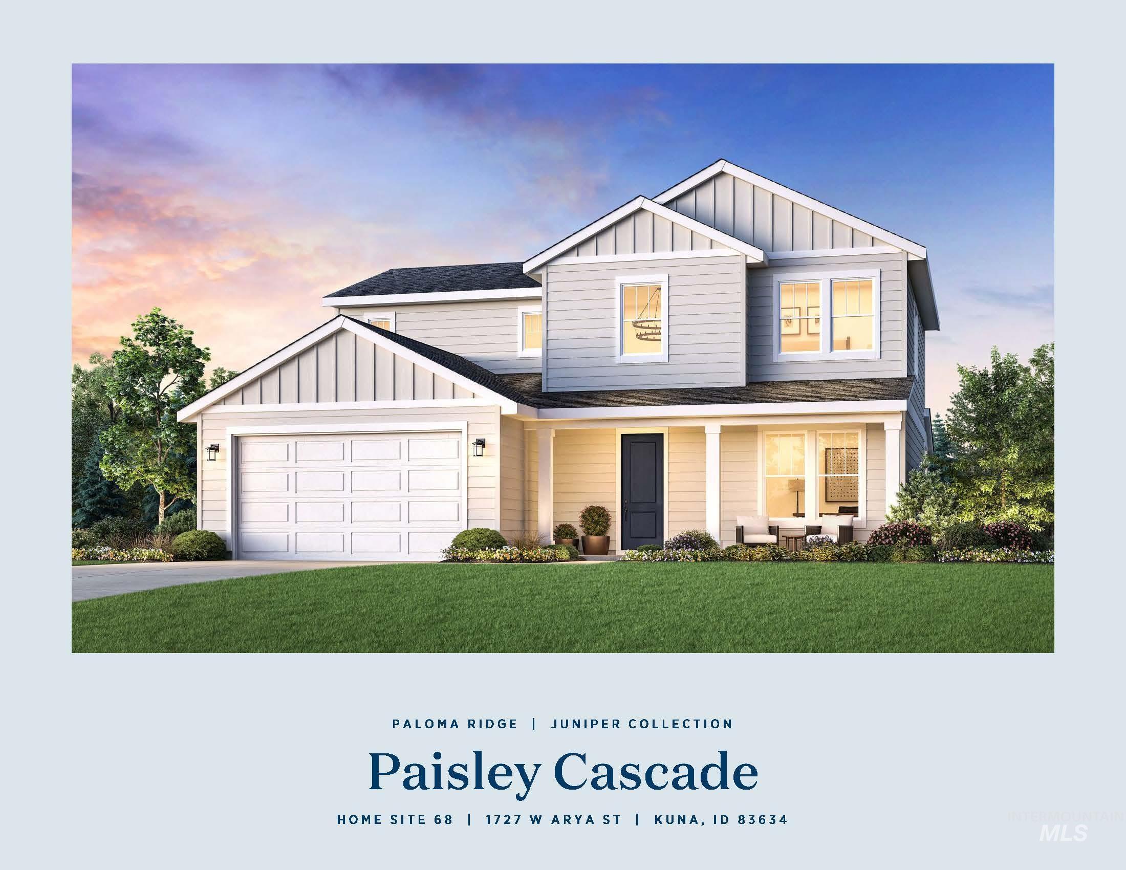 1727 West Arya Street Kuna, ID 83634 - Photo 11 of 18 View of front facade featuring board and batten siding, a shingled roof, a front lawn, a porch, and driveway