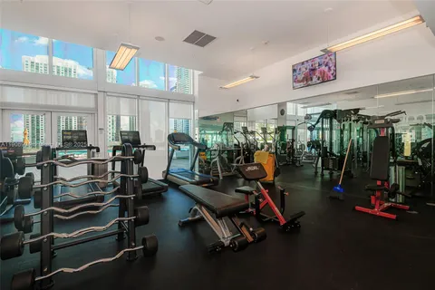a view of a room with gym equipment