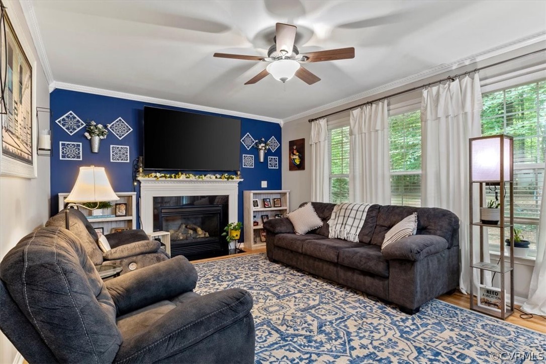 251 Cedar Ridge Drive Ruther Glen, VA 22546 - Photo 5 of 30 a living room with furniture a fireplace and a flat screen tv