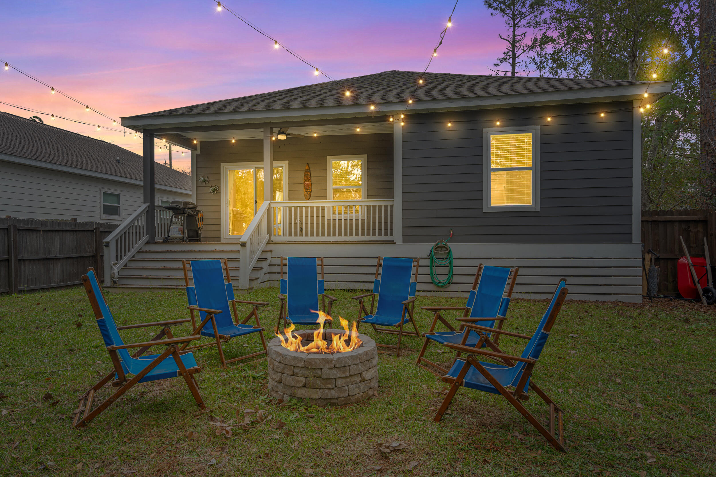 183 Indian Woman Road Santa Rosa Beach, FL 32459 - Photo 27 of 27 Rear Twilight with Firepit
