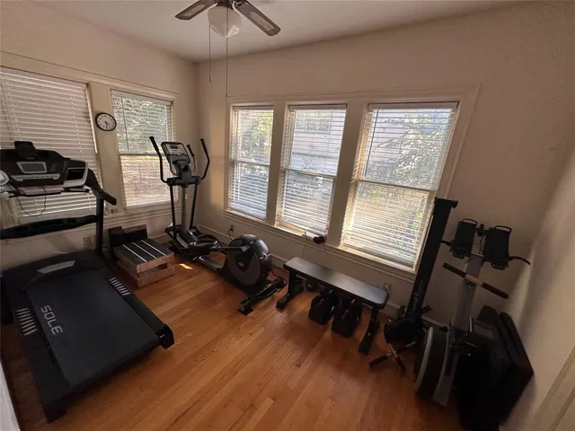 a view of a room with gym equipment