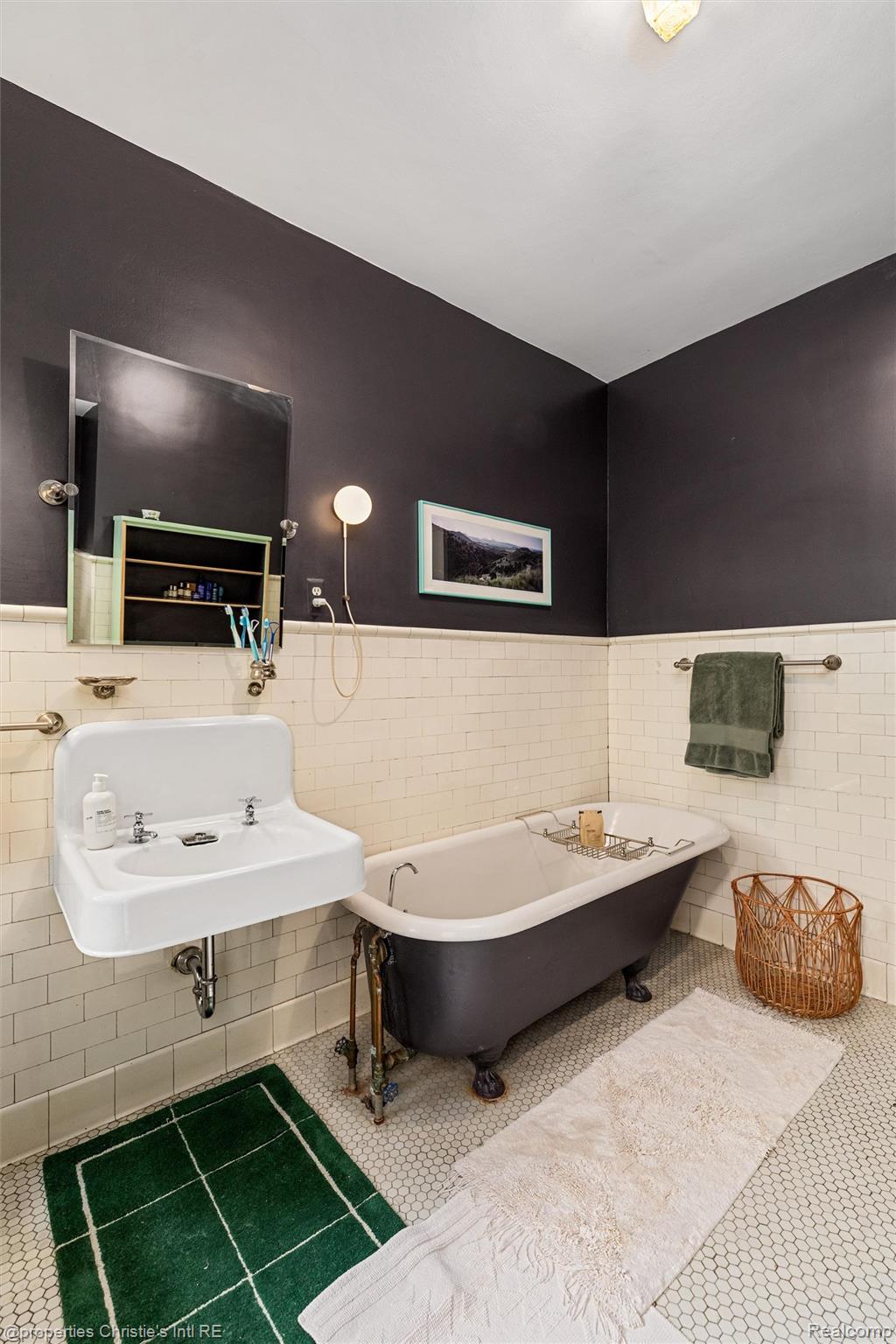 36 Longfellow Street Detroit, MI 48202 - Photo 50 of 81 Full bath featuring tile walls, wainscoting, tile patterned flooring, and a soaking tub