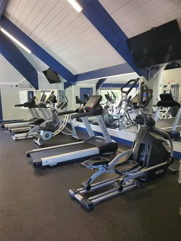 a room with gym equipment