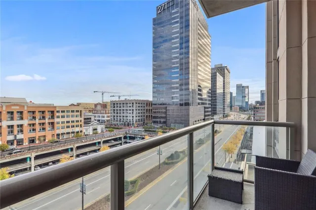 a view of balcony with city view