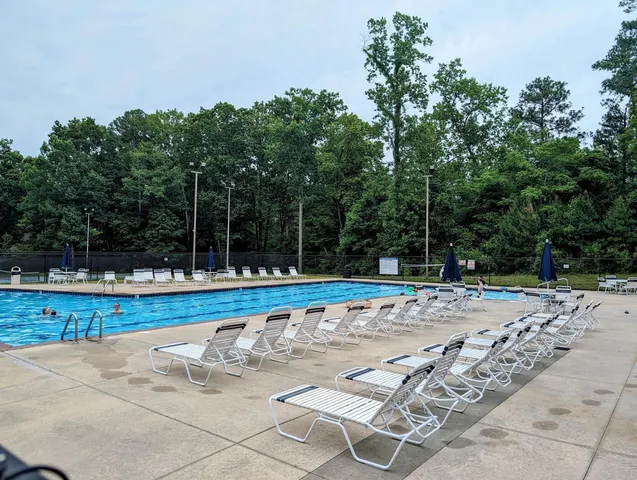 a view of a swimming pool with a backyard