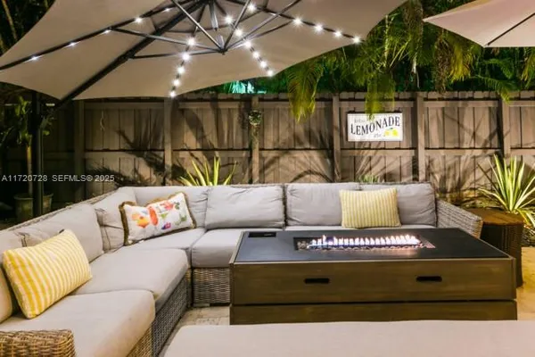 a living room with furniture