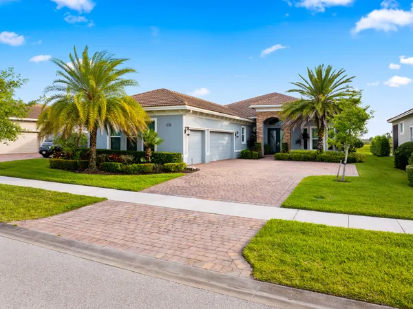 a view of a palm trees in front of a house