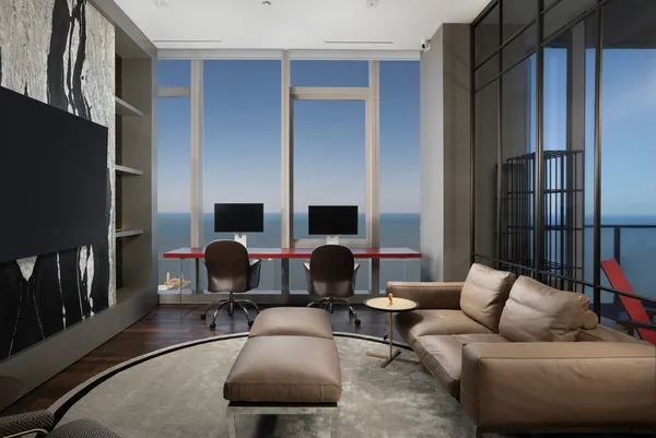 a living room with furniture
