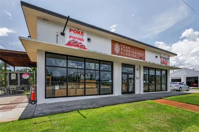a view of an entrance of the building