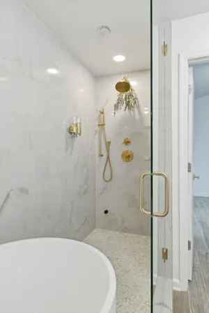 a bathroom with a shower
