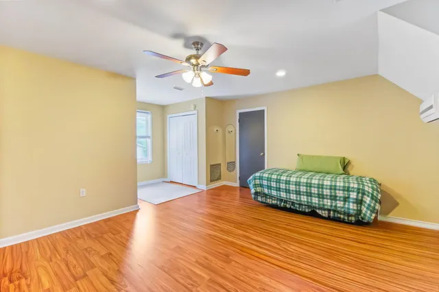 a view of livingroom with wooden floor