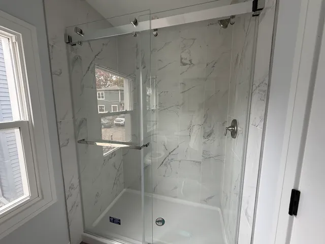 a bathroom with a shower