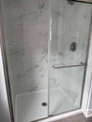 a bathroom with a shower