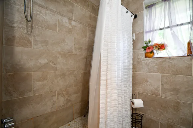 a bathroom with a shower